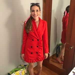 C/MEO Double-Breasted Red Blazer Mini Dress